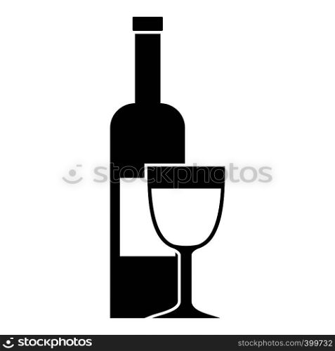 Wine bottle and glass icon. Simple illustration of wine bottle and glass vector icon for web. Wine bottle and glass icon, simple style