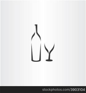 wine bottle and glass symbol design