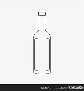 Wine bottle flat black outline design icon.