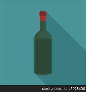 Wine bottle flat long shadow design icon.