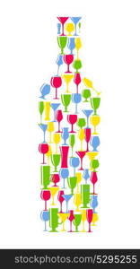 Wine Bottle From Alcoholic Glass Silhouette Vector Illustration EPS10. Wine Bottle From Alcoholic Glass Silhouette Vector Illustration