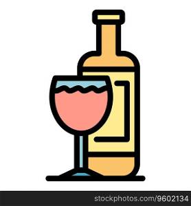 Wine bottle glass icon outline vector. Food shop. Dinner meal color flat. Wine bottle glass icon vector flat