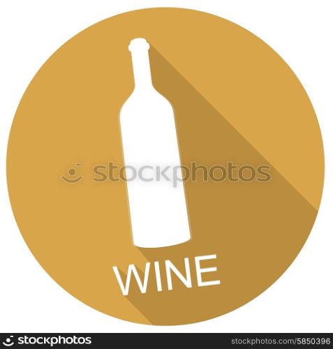 Wine bottle icon with long shadow