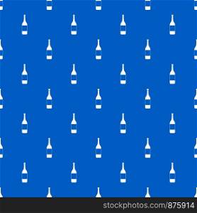 Wine bottle pattern repeat seamless in blue color for any design. Vector geometric illustration. Wine bottle pattern seamless blue