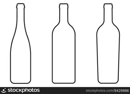 Wine bottle silhouette icon set