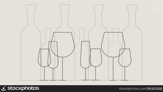 Wine bottles and glasses Royalty Free Vector Image