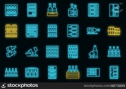 Wine cabinet icons set outline vector. Shelf alcohol. Beverage cafe vector neon. Wine cabinet icons set outline vector. Shelf alcohol vector neon