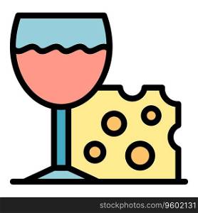Wine cheese icon outline vector. Food shop. Cafe meal color flat. Wine cheese icon vector flat