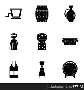 Wine company icon set. Simple set of 9 wine company vector icons for web isolated on white background. Wine company icon set, simple style