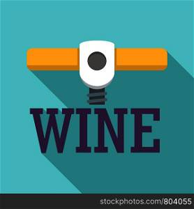 Wine corkscrew logo. Flat illustration of wine corkscrew vector logo for web design. Wine corkscrew logo, flat style