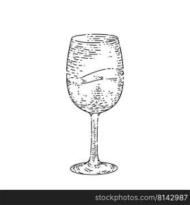wine cup hand drawn vector. glass, red wineglass, alcohol drink, merlot liquid wine cup sketch. isolated black illustration. wine cup sketch hand drawn vector