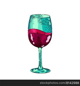 wine cup hand drawn vector. glass, red wineglass, alcohol drink, merlot liquid wine cup sketch. isolated color illustration. wine cup sketch hand drawn vector