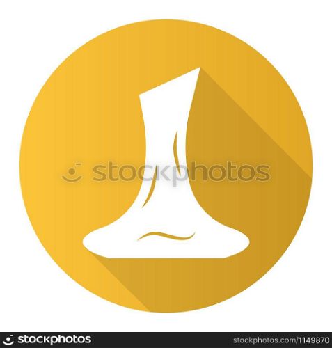 Wine decorative decanter yellow flat design long shadow glyph icon. Delicious alcohol beverage. Aperitif drink. Party, celebration glassware. Bar, restaurant, winery. Vector silhouette illustration