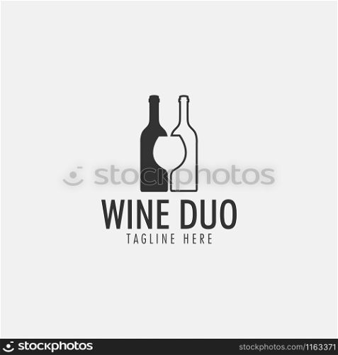 Wine duo logo design template vector isolated