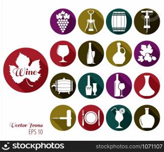 Wine flat icons.