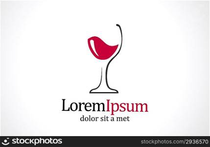Wine glass abstract logo template. Creative design icon. Vector Symbol. Editable.