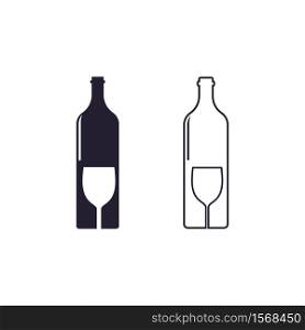 wine glass and bottle icon vector illustration template