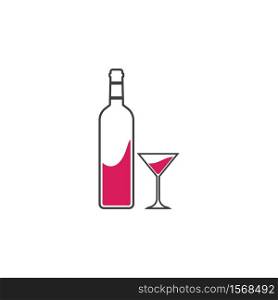 wine glass and bottle icon vector illustration template