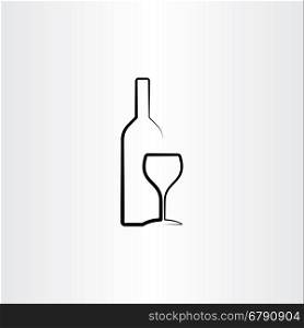 wine glass and bottle stylized vector illustration label
