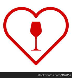 Wine glass and heart