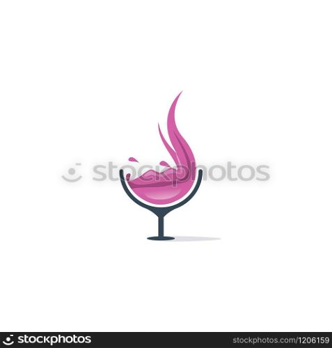 Wine glass and lips vector logo design.