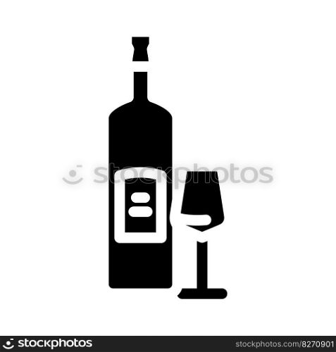 wine glass bottle glyph icon vector. wine glass bottle sign. isolated symbol illustration. wine glass bottle glyph icon vector illustration