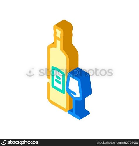 wine glass bottle isometric icon vector. wine glass bottle sign. isolated symbol illustration. wine glass bottle isometric icon vector illustration