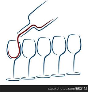 wine glass concept menu design, stock vector illustration