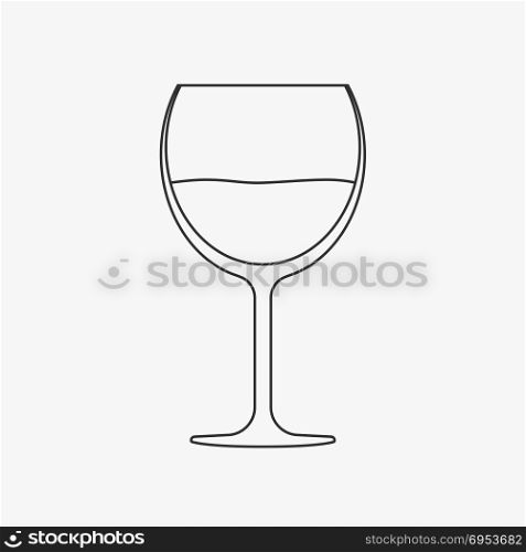 Wine glass flat black outline design icon.