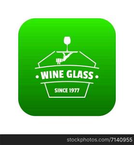 Wine glass icon green vector isolated on white background. Wine glass icon green vector