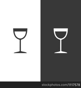 Wine glass. Icon on black and white background. Drink flat vector illustration