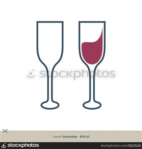 Wine Glass Icon Vector Logo Template Illustration Design. Vector EPS 10.