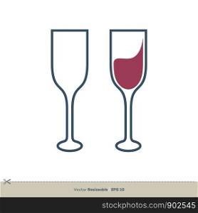 Wine Glass Icon Vector Logo Template Illustration Design. Vector EPS 10.