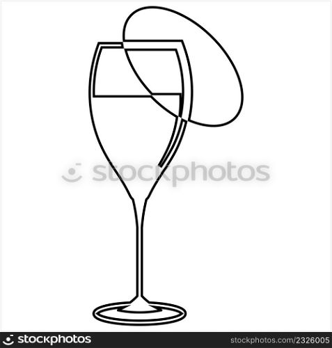 Wine Glass Icon, Wine Drinking Glass Icon Vector Art Illustration