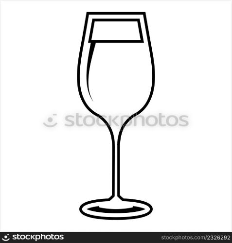 Wine Glass Icon, Wine Drinking Glass Icon Vector Art Illustration