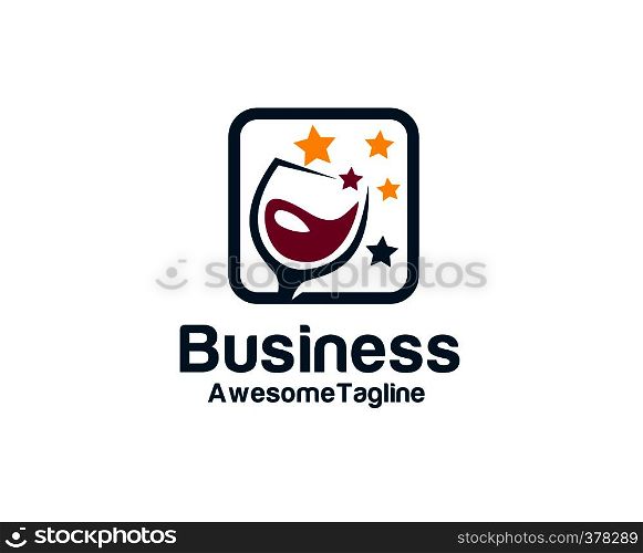 wine glass logo design and party time logo icon
