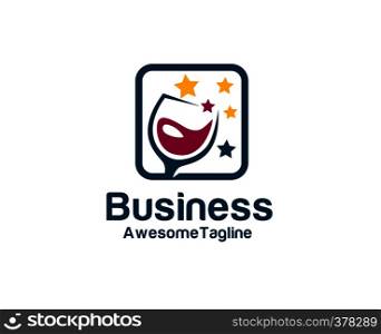 wine glass logo design and party time logo icon