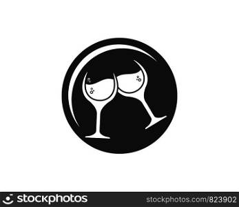 wine glass logo icon vector illustration design template