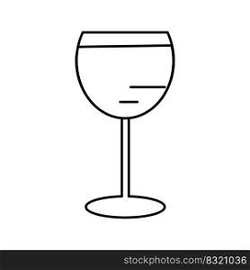 Wine glass on stem line icon isolated vector illustration. Vessel for drinks pictogram. Simple outline image of kitchen utensils logo. Table setting element for web design. Wine glass on stem line icon isolated vector illustration