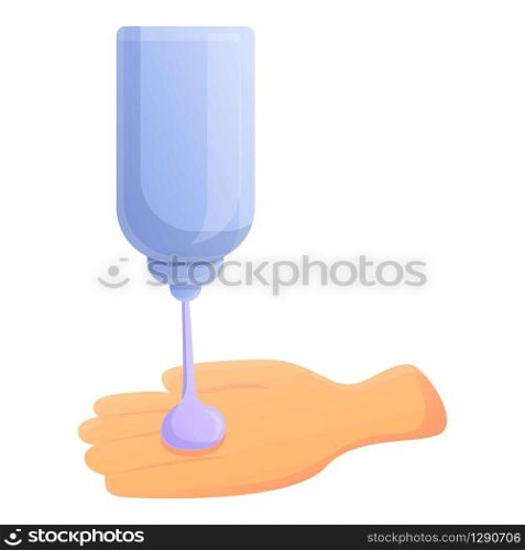 Wine glass on the palm icon. Cartoon of wine glass on the palm vector icon for web design isolated on white background. Wine glass on the palm icon, cartoon style