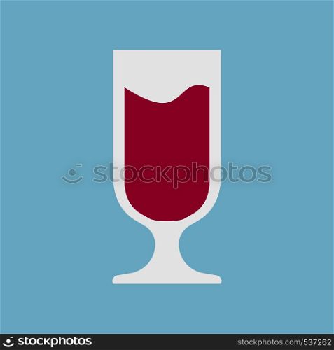 Wine glass red flat taste vector drink. Romantic alcohol glassware sommelier icon