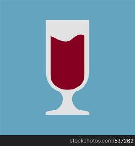 Wine glass red flat taste vector drink. Romantic alcohol glassware sommelier icon