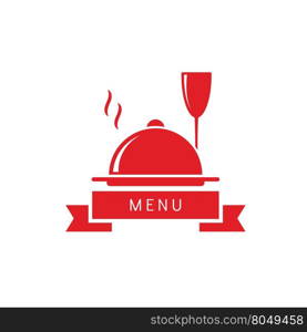 wine glass with dish restaurant menu logo abstract vector illustration