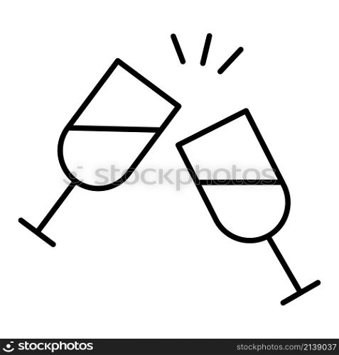 Wine glasses icon. Holiday beverage. Black shape. Outline symbol. Simple design. Vector illustration. Stock image. EPS 10.. Wine glasses icon. Holiday beverage. Black shape. Outline symbol. Simple design. Vector illustration. Stock image.