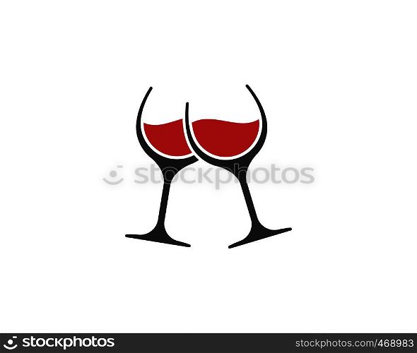 wine glasses toasting logo icon vector template