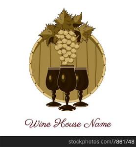 Wine house or vineyard logo in retro style. Isolated on white background.
