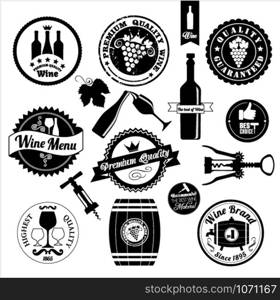 Wine icons design set. Vector stock illustration.