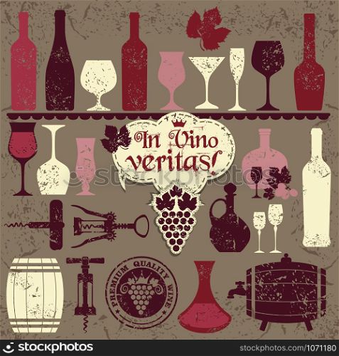 Wine icons design set. Vector stock illustration.. Vector stock illustration
