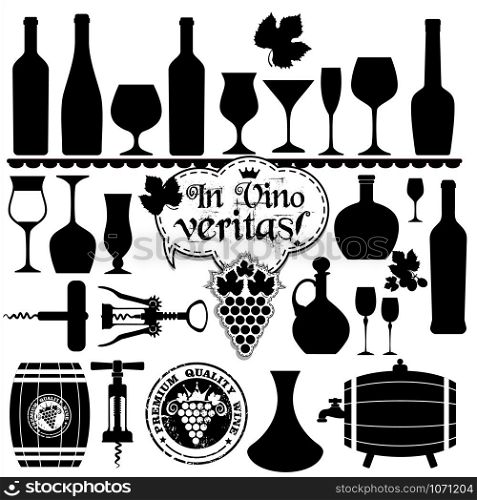 Wine icons design set. Vector stock illustration.. Vector stock illustration