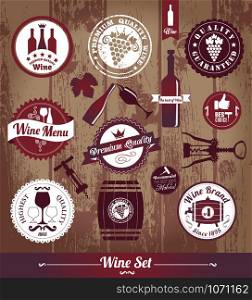 Wine icons design set. Vector stock illustration.. wine vintage